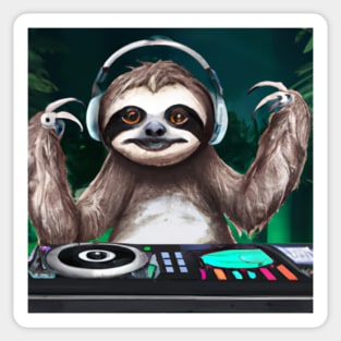 Dj Sloth Art Sticker